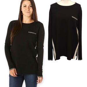 Smartwool Shadow Pine Pocket Black Merino Wool Crew Neck Ventilated XL Sweater